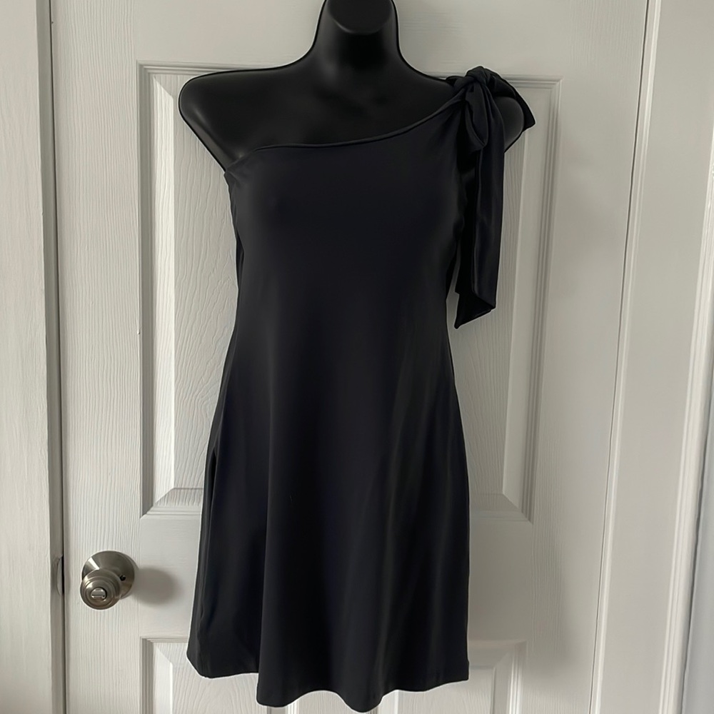 Susana Monaco Tie One Shoulder Dress in Onyx.